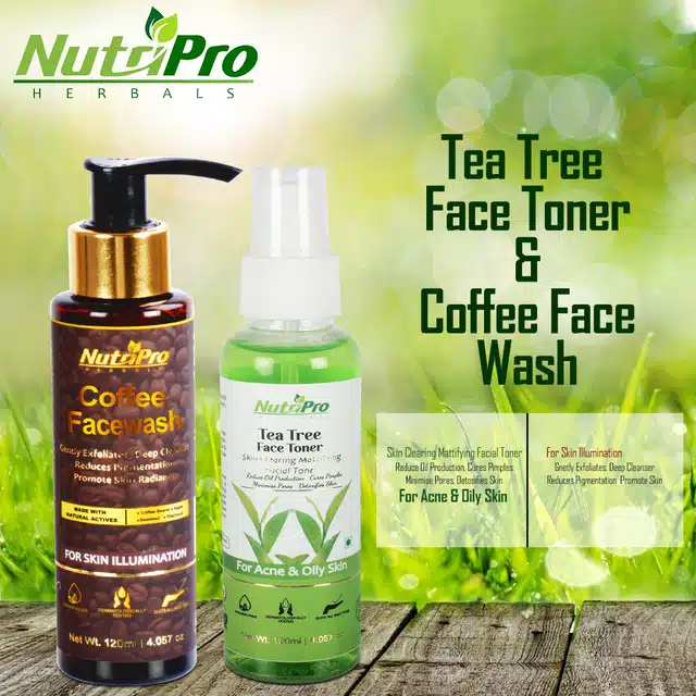 Coffee Face Wash & Tea Tree Face Toner (Set of 2)