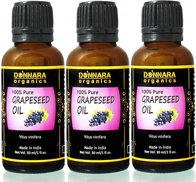 Donnara Organics Pure & Natural Grapeseed Oil (Pack of 3, 30 ml)