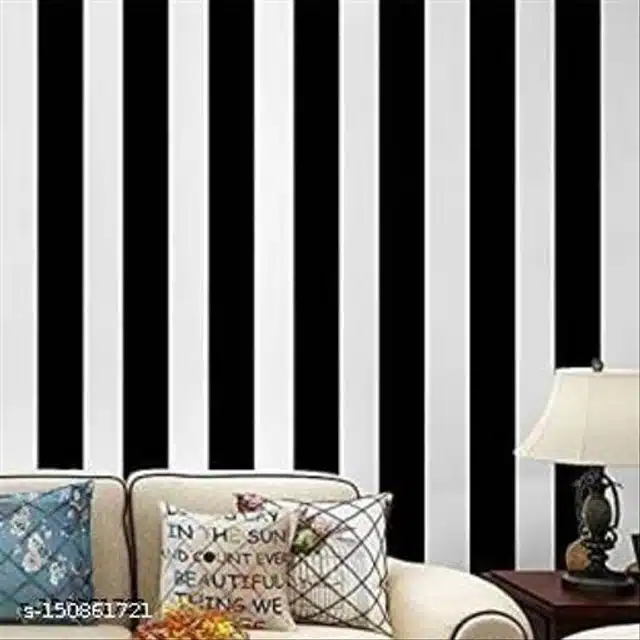 PVC Wallpaper for Home (Black & White, 45x250 cm)