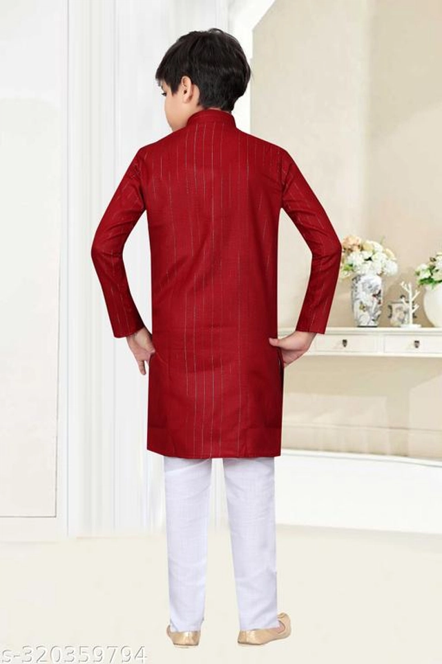 Cotton Blend Solid Kurta for Boys (Maroon, 2-3 Years)