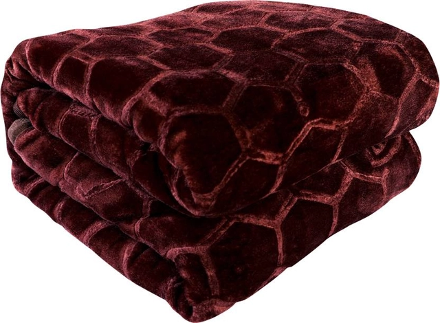 Home Sizzler Chocolate Brown Geometric Double Mink Blanket (Pack Of 1)