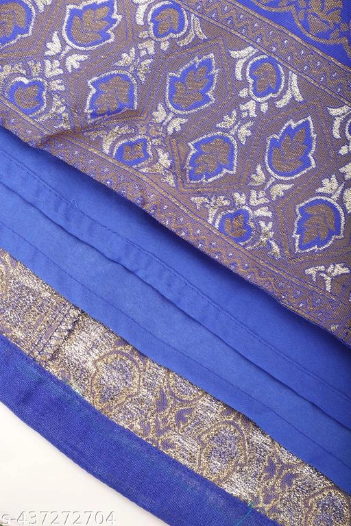 Art Silk Zari Semi Stitched Lehenga with Choli & Dupatta for Women (Blue)