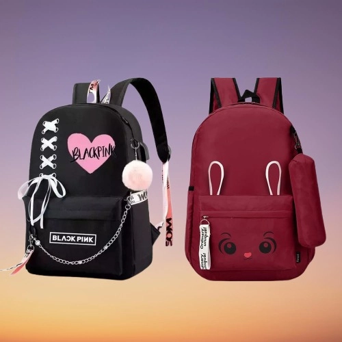 PU Backpacks for Women (Multicolor, Set of 2)