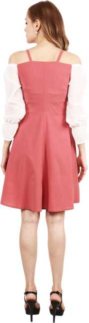 Stylish New Cotton Lycra Blend Women Solid Dress (Pink, M) (ITN-50)