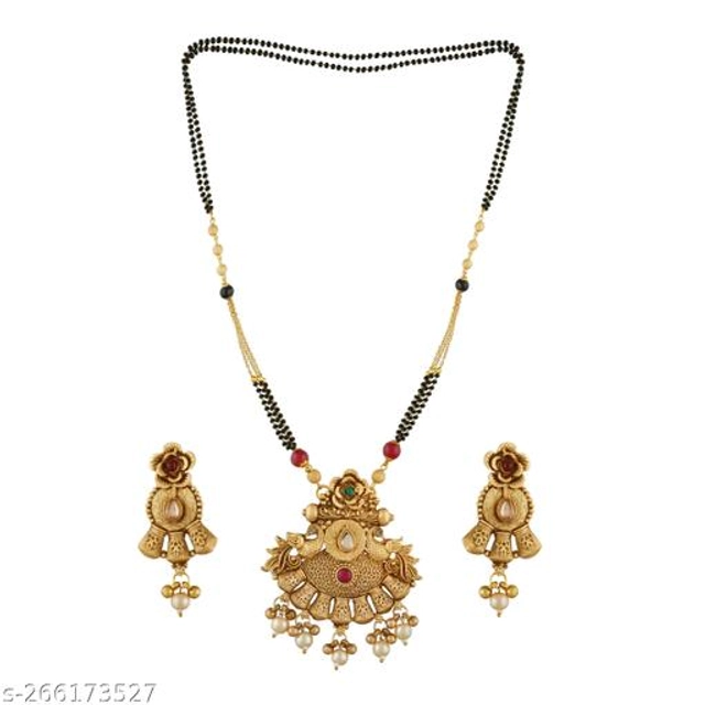 Alloy Mangalsutra with Earrings for Women (Multicolor, Set of 1)