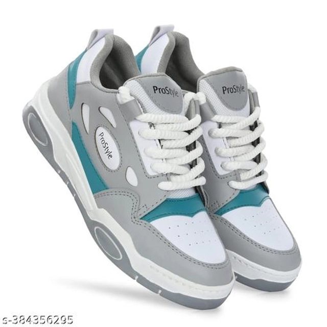 Sports Shoes for Men (Grey & White, 6)