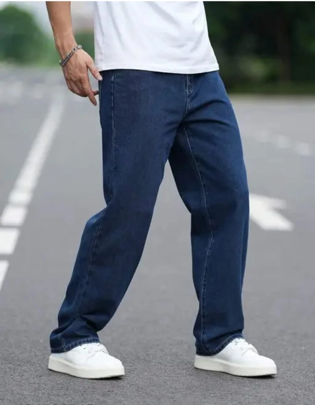 Denim Loose Fit Jeans for Men (Dark Blue , 28)