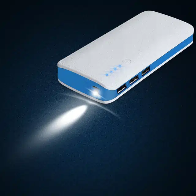 Power Bank with 3 Charging Port & Torch Light (Blue, 10000 mAh)