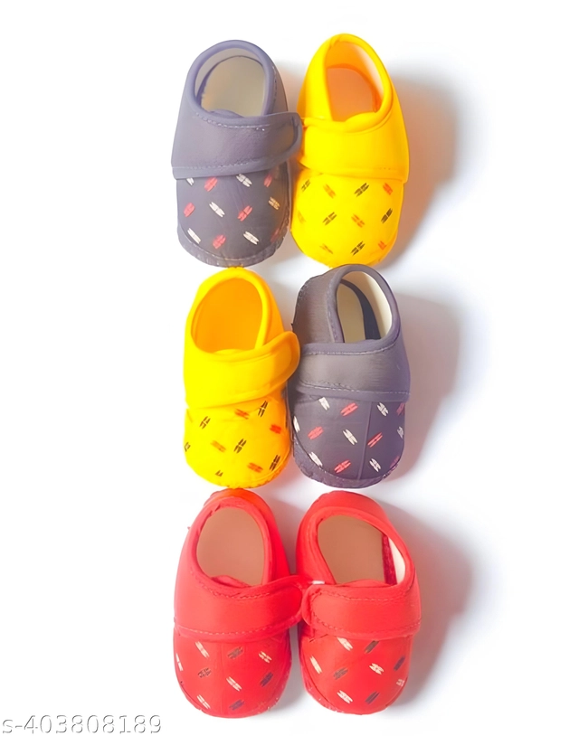 Cotton Booties for Infants (Multicolor, 0-3 Months)