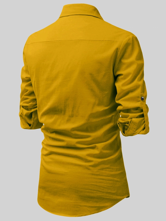 Cotton Solid Kurta for Men (Mustard, S)