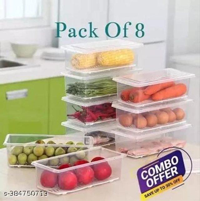 Plastic Fridge Storage Containers (Transparent, 1500 ml) (Pack of 8)