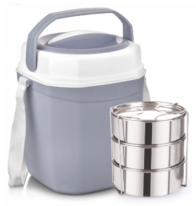 PARAS Square - 3 Tiffin Set ( Blue, Pack Of 1)