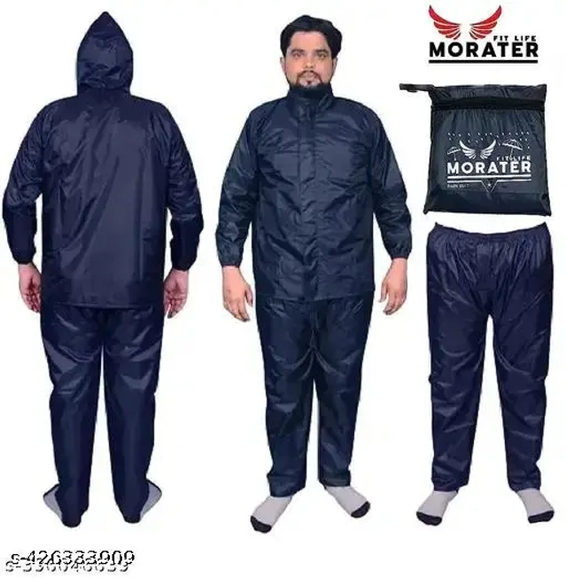 Plastic Raincoat for Men (Navy Blue, Free Size)