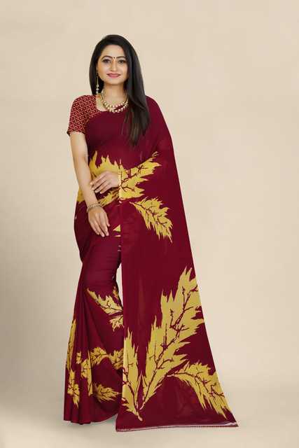 New Fancy Georgette Festive Sarees (Red) (S593)