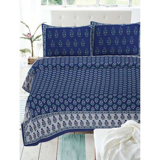 Premium Pure Cotton King Size Bedsheet (210 TC) (Blue) (J.G-001)