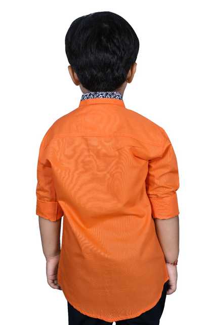 Divine Cotton kids Boys Solid Shirt (Orange, 8-9 Year) (DC-2)