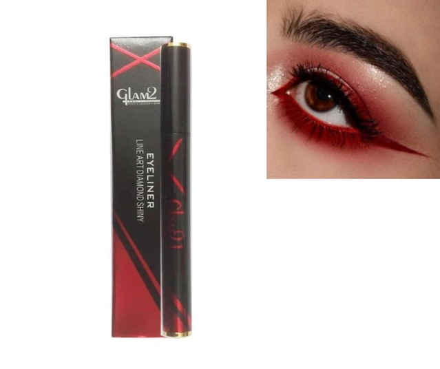 Glam21 Line Art Diamond Shiny Eyeliner (Red, Pack of 1)