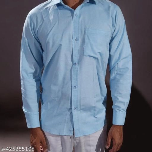 Full Sleeves Solid Shirt for Men (Blue, L)