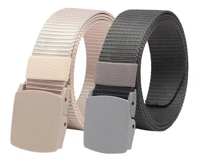 Canvas Belt for Men (Pack of 2) (Multicolor, 42)