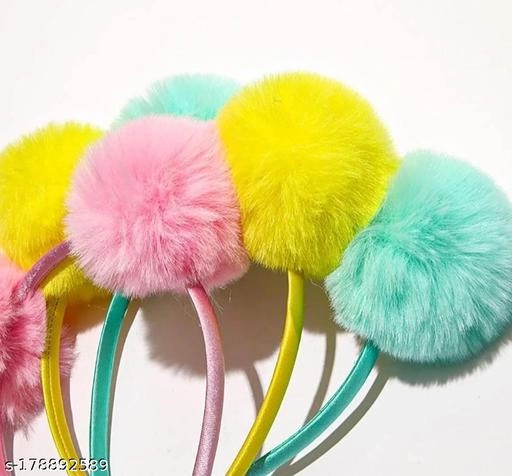 Fur Hair Band for Women (Multicolor, Pack of 6)