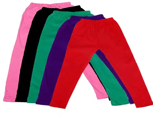 Soft & Comfortable Leggings for Girls (Pack of 5) (Multicolor, 5-6 Years)
