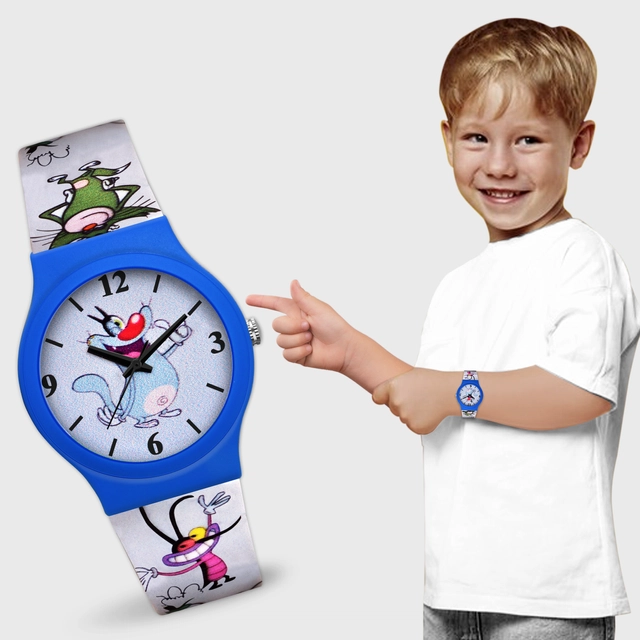 LORETTA Silicone Straps Analog Watch for Kids (Blue)