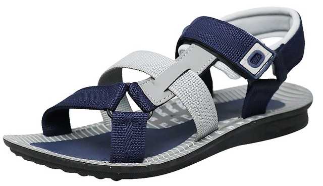 Ligera Men's Stylish Synthetic Leather Casual Sandals (Grey & Blue, 10) (L-10)