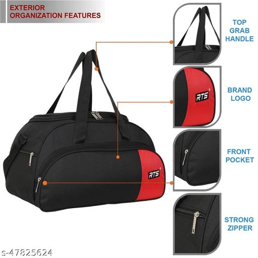 Fabric Duffel Bag (Black & Red)