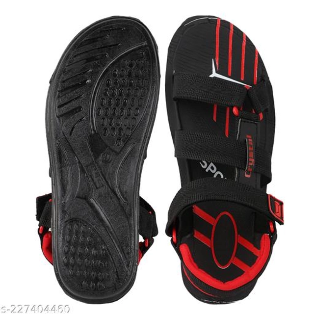 Sandals for Men (Black & Red, 6)