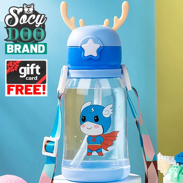 Cartoon Theme Sipper Water Bottle for Kids (Multicolor, 600 ml)