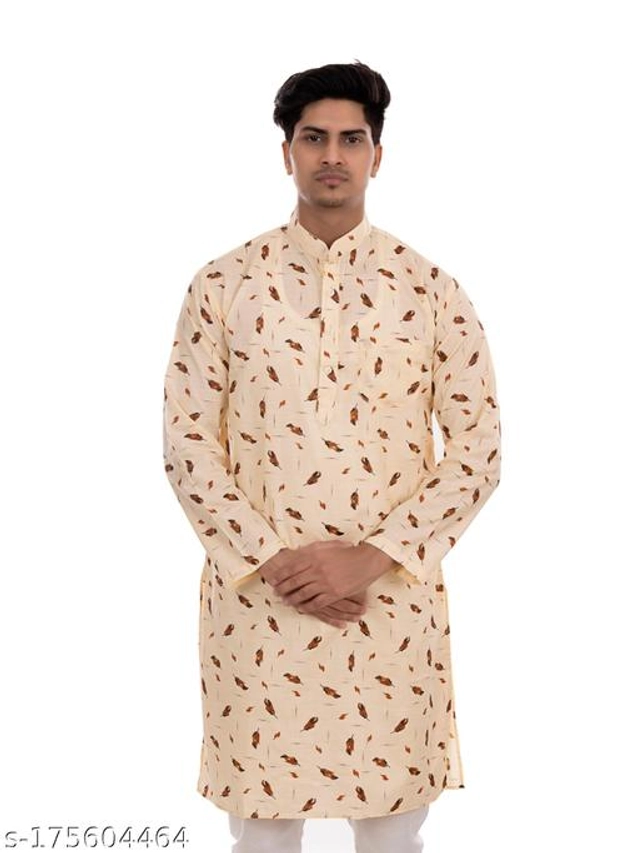 Cotton Blend Kurta for Men (Cream, S)