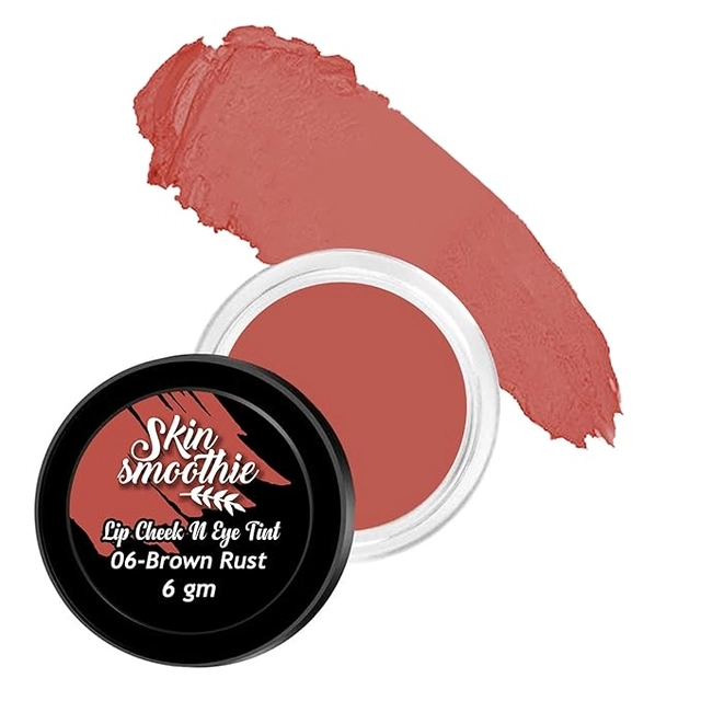 Skin Smoothie Just Organic 3-In-1 Lip Cheek And Eye Tint With Vitamin E & Almond Oil (Brown Rust)