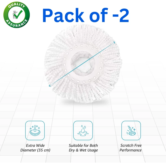 Fabric Spin Mop Refill (White, Pack of 2)