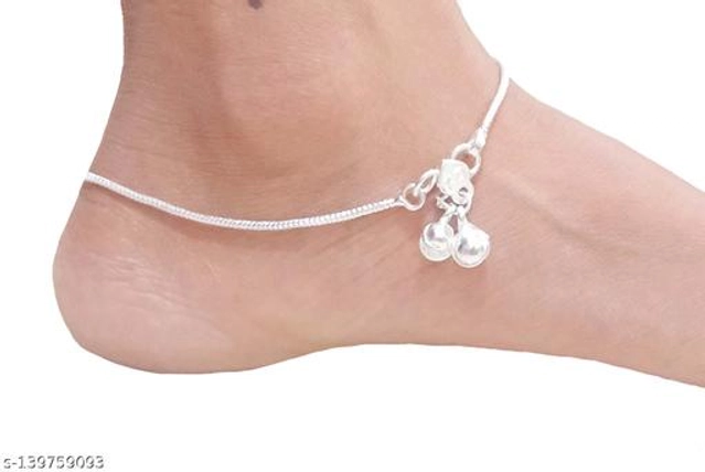 Copper Silver Plating Anklets for Women (Silver, Set of 1)