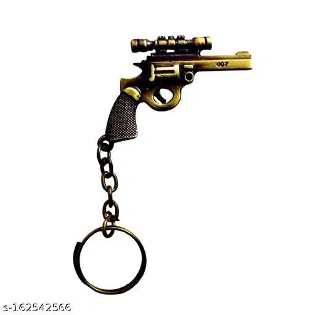 Gun Shape Key Chain (Black & Golden, Pack of 2)