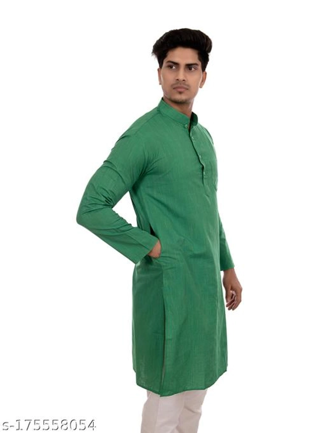 Cotton Blend Kurta for Men (Green, M)