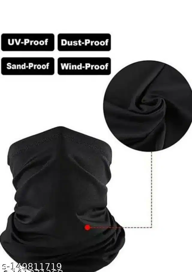 Nylon Bandana Face Cover for Men & Women (Black)