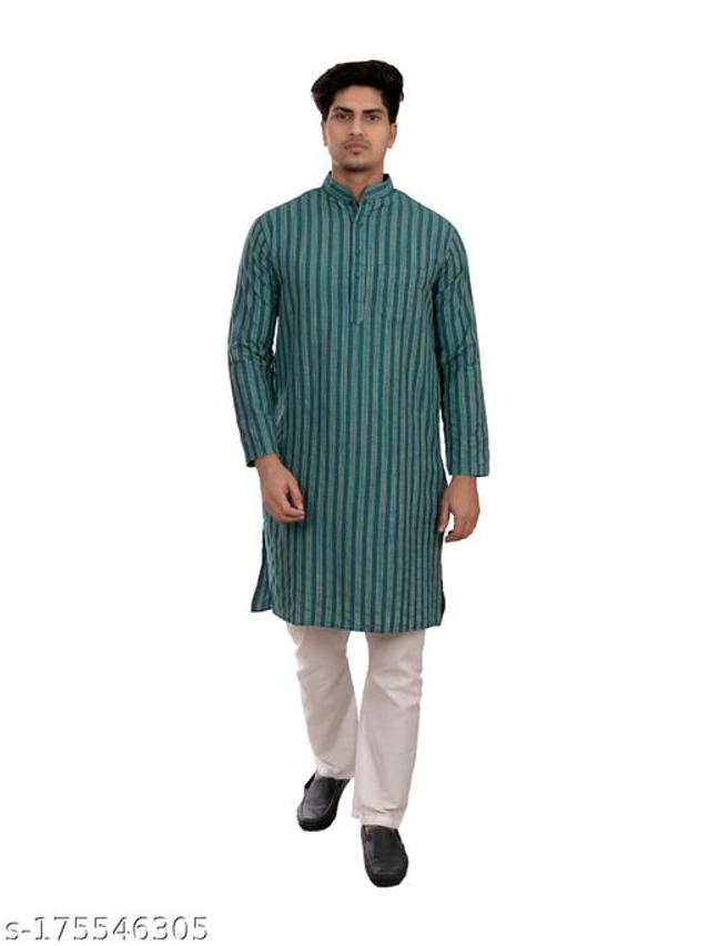 Cotton Blend Kurta for Men (Green, S)