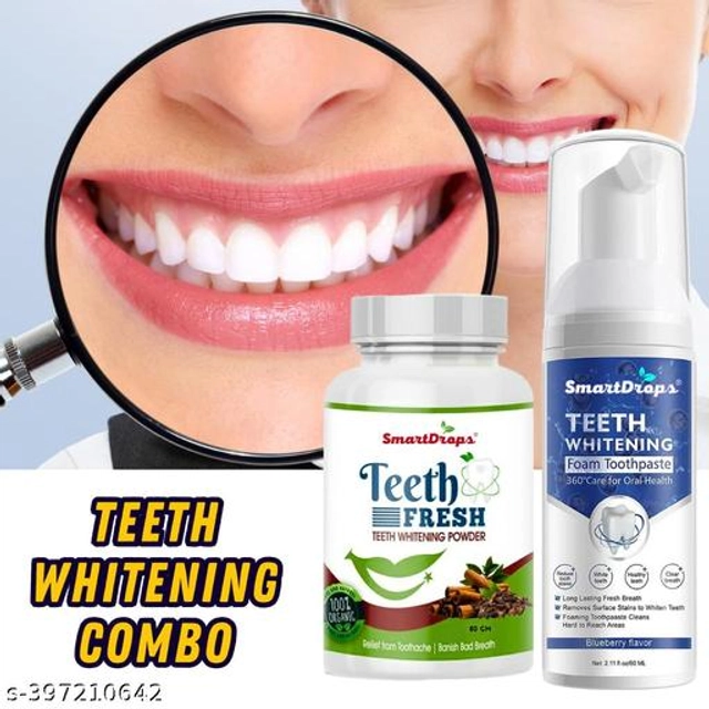 Teeth Whitening Foam with Teeth Powder (Set of 2)