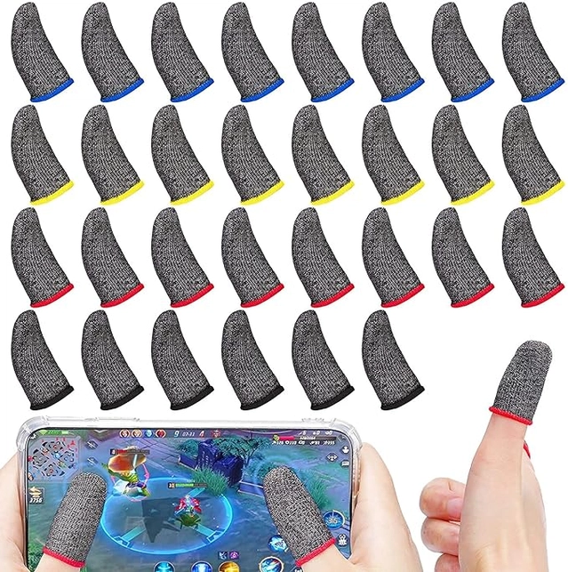 Microfiber Anti-Slip Mobile Gaming Finger Sleeves (Multicolor, Set of 15)