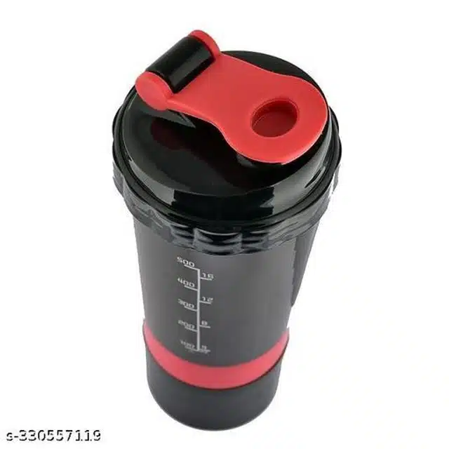 Plastic Protein Shaker Bottle (Black, 500 ml)