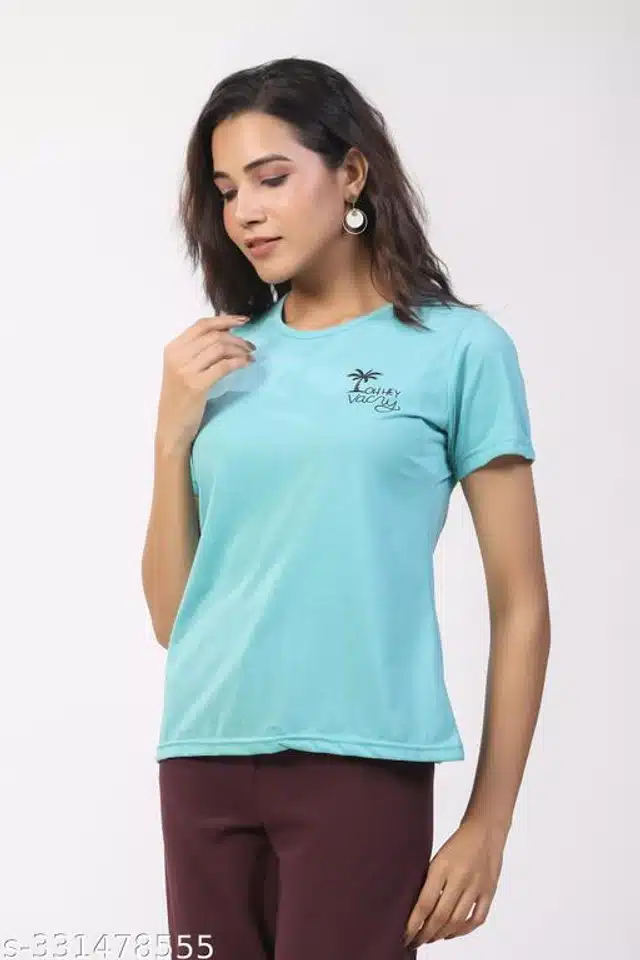 Half Sleeves T-Shirt for Women (Sky Blue, S)
