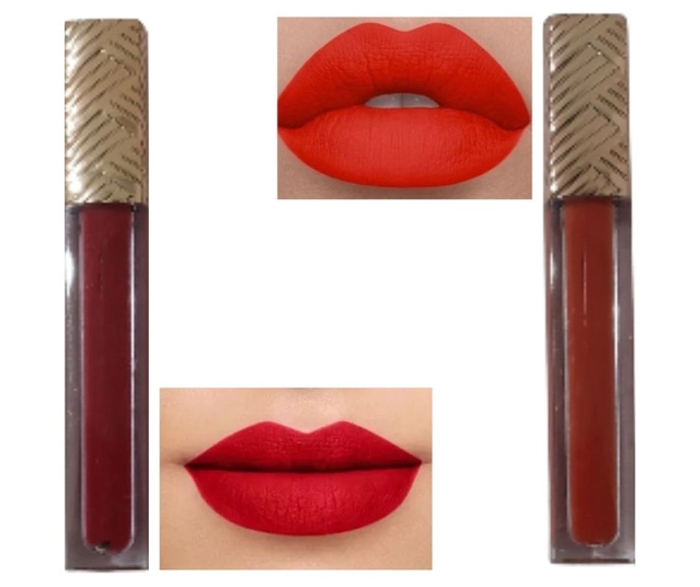 Matte Liquid Lipsticks (Orange & Red, Pack of 2)