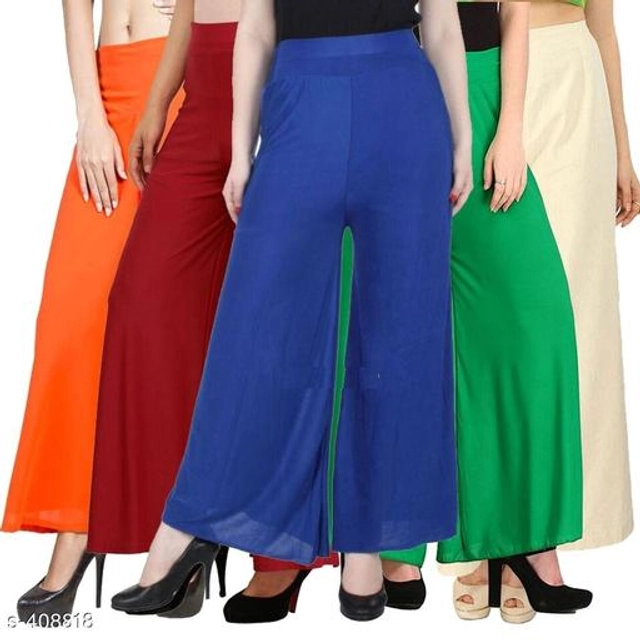 Synthetic Palazzos for Women (Multicolor, 28) (Pack of 5)