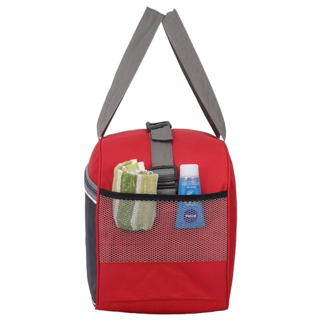 Polyester Durable Adjustable Strap Travel Duffel Bag (Red & Grey, 20x12x9.5 inches) (40 L)