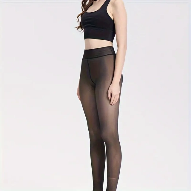 Polyester Stockings for Women (Black & Beige, S)