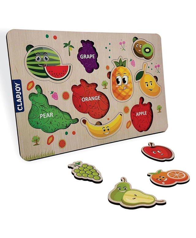 Wooden Fruits Puzzle Board Game for Kids (Multicolor)