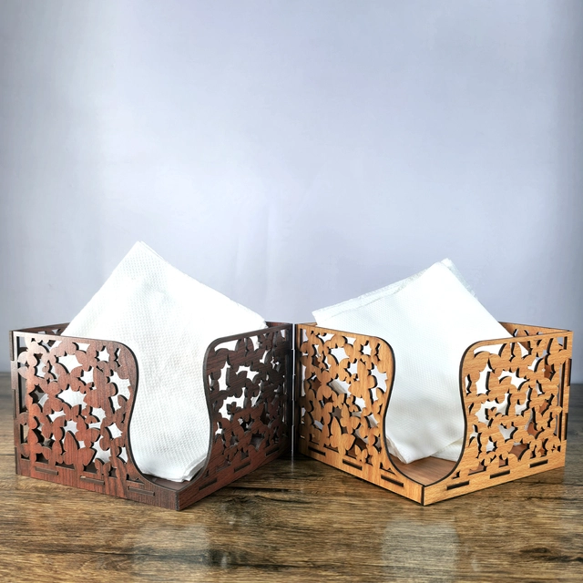 Wooden Tissue Paper Holder (Multicolor, Pack of 2)