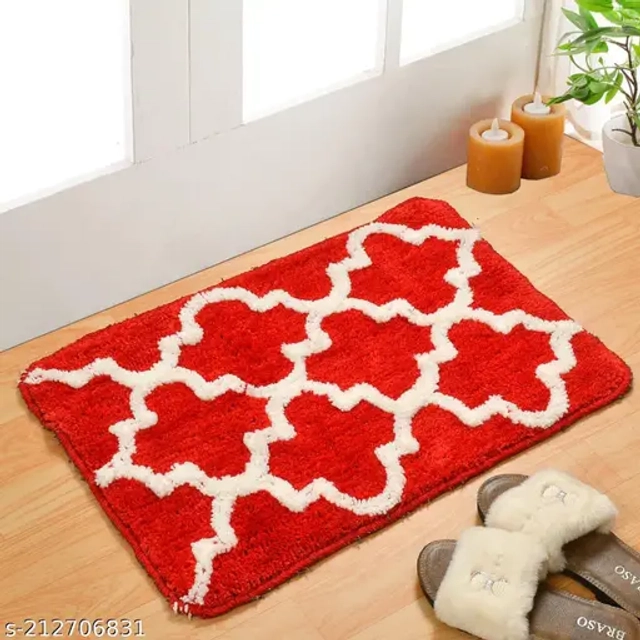 Microfiber Door Mats (Red, 40x60 cm) (Pack of 2)