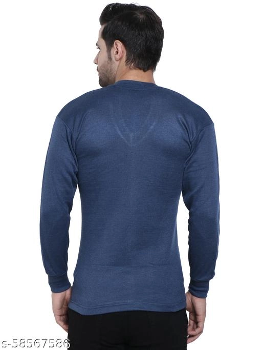 Cotton Thermal Topwear for Men (Blue, M)